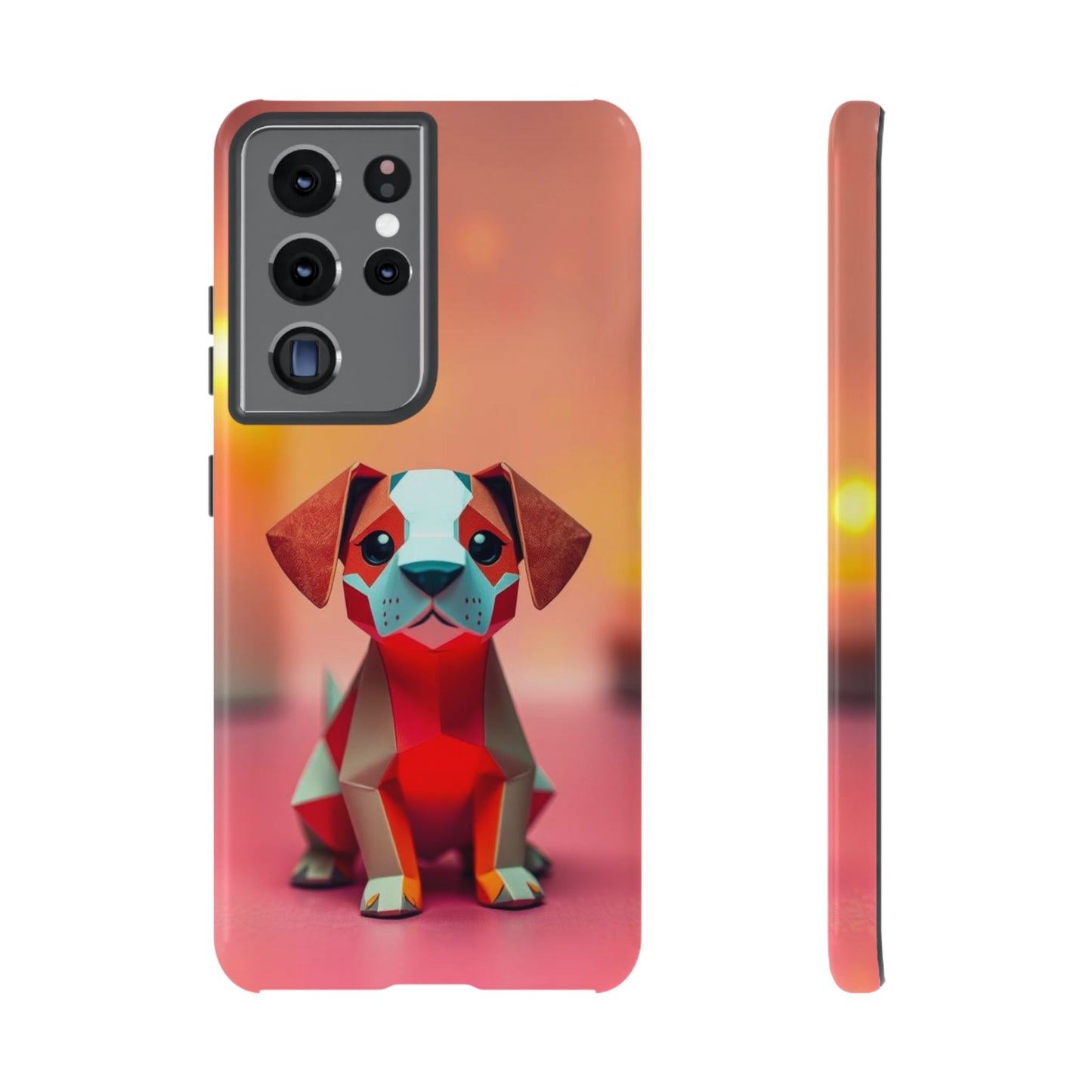 Samsung Galaxy S21 Ultra / Glossy Phone Case - Origami Dog Design Phone Case