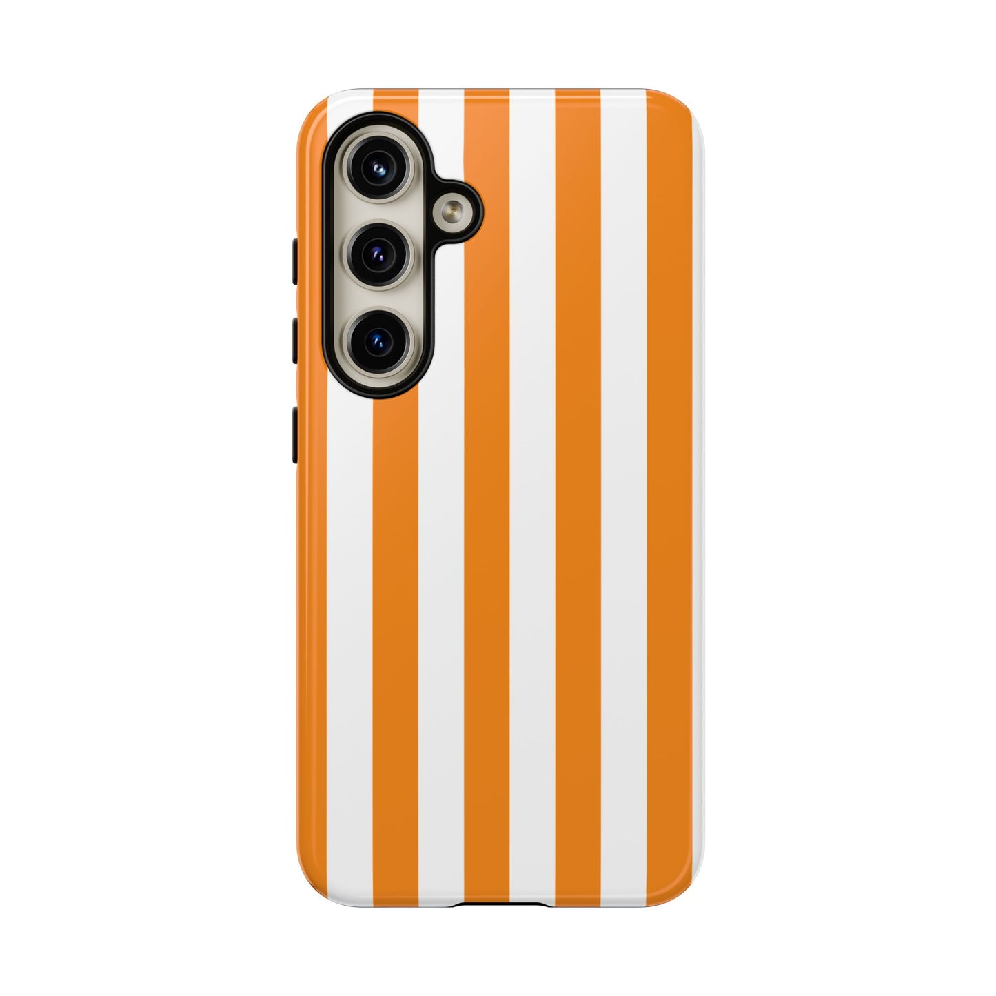 Samsung Galaxy S24 / Glossy Phone Case - Simple Yellow & White Stripe Pattern Phone Case