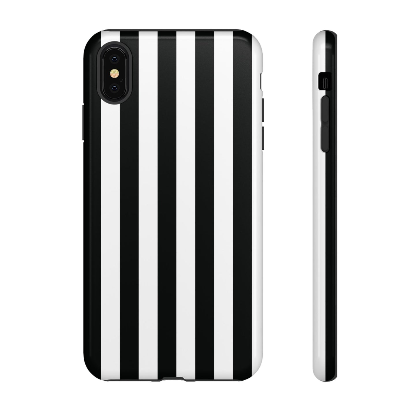 iPhone XS MAX / Glossy Phone Case - Simple Black & White Stripe Pattern Phone Case