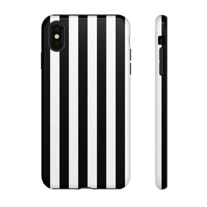 iPhone XS MAX / Glossy Phone Case - Simple Black & White Stripe Pattern Phone Case