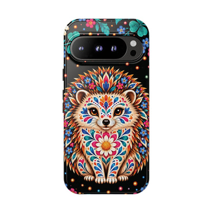 Vibrant Orange and Turquoise Calavera Hedgehog Phone Case - Multicolor Phone Case - Google Pixel 9 Pro / Glossy