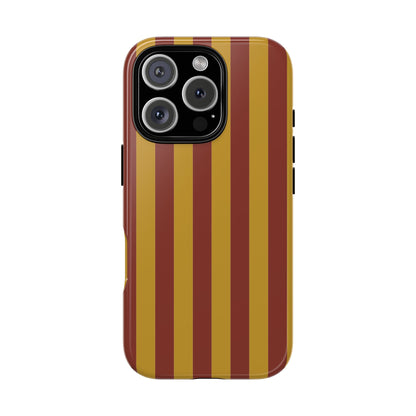 Trendy Mustard & Burgandy Stripe Pattern Phone Case - Brown Phone Case - iPhone 16 Pro / Glossy