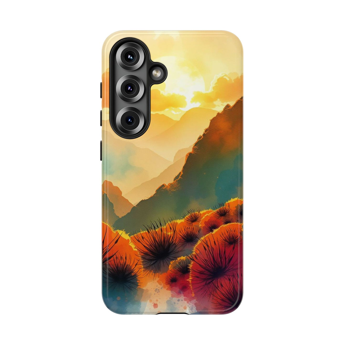 Samsung Galaxy S25 / Glossy Phone Case - Ideallic Watercolour Sunset Design Phone Case