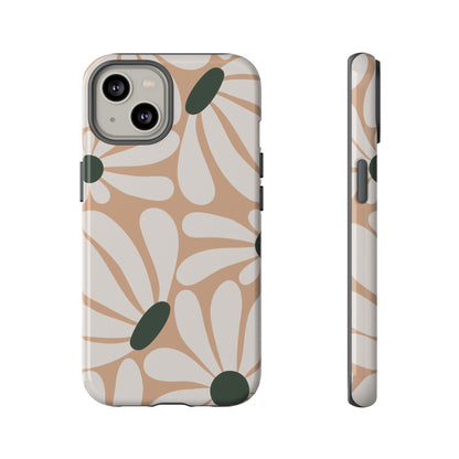 Retro Beige & White Daisy Pattern Phone Case - Beige Phone Case - iPhone 14 / Glossy