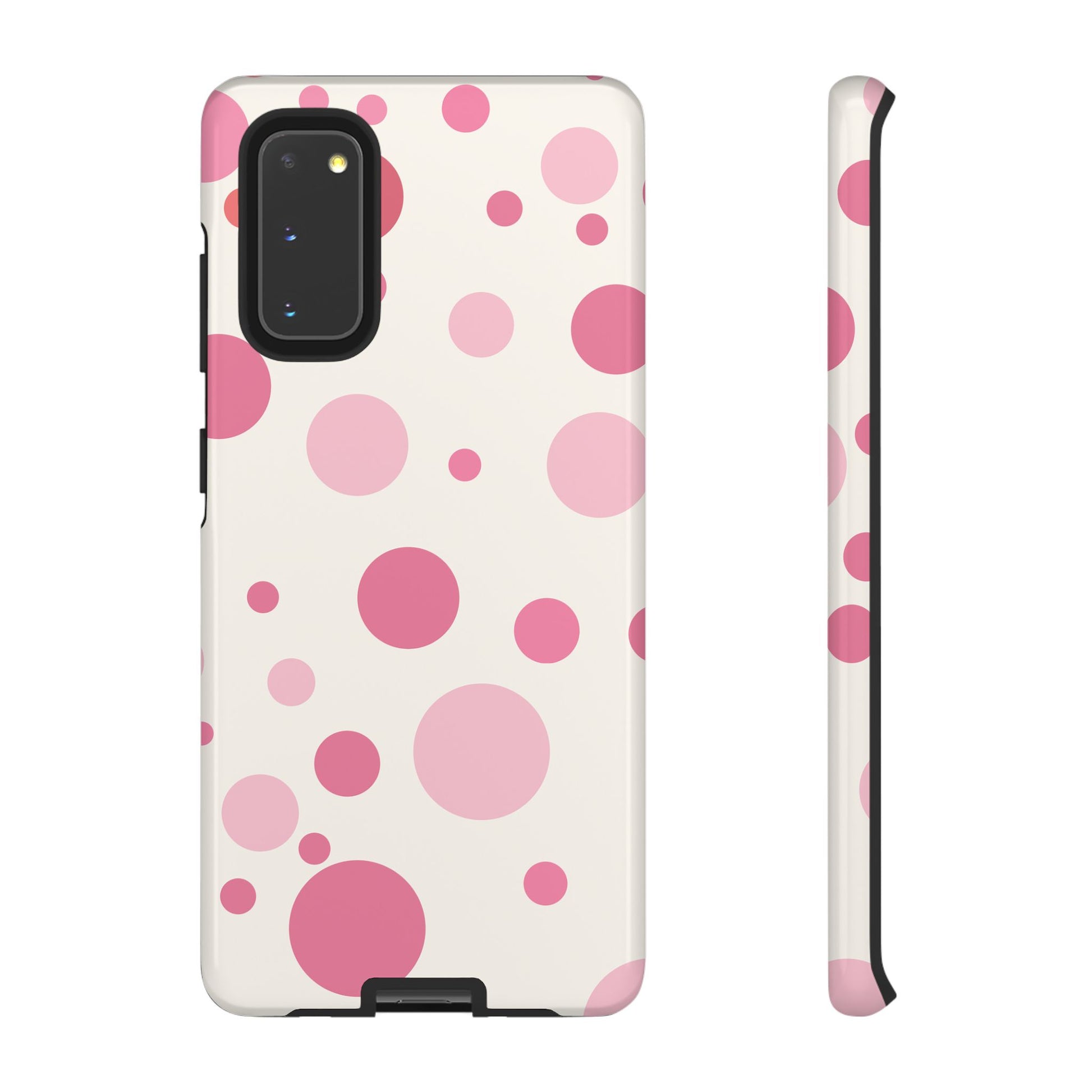 Samsung Galaxy S20 / Glossy Phone Case - ’Bold White with Pink Dot Pattern’ Phone Case