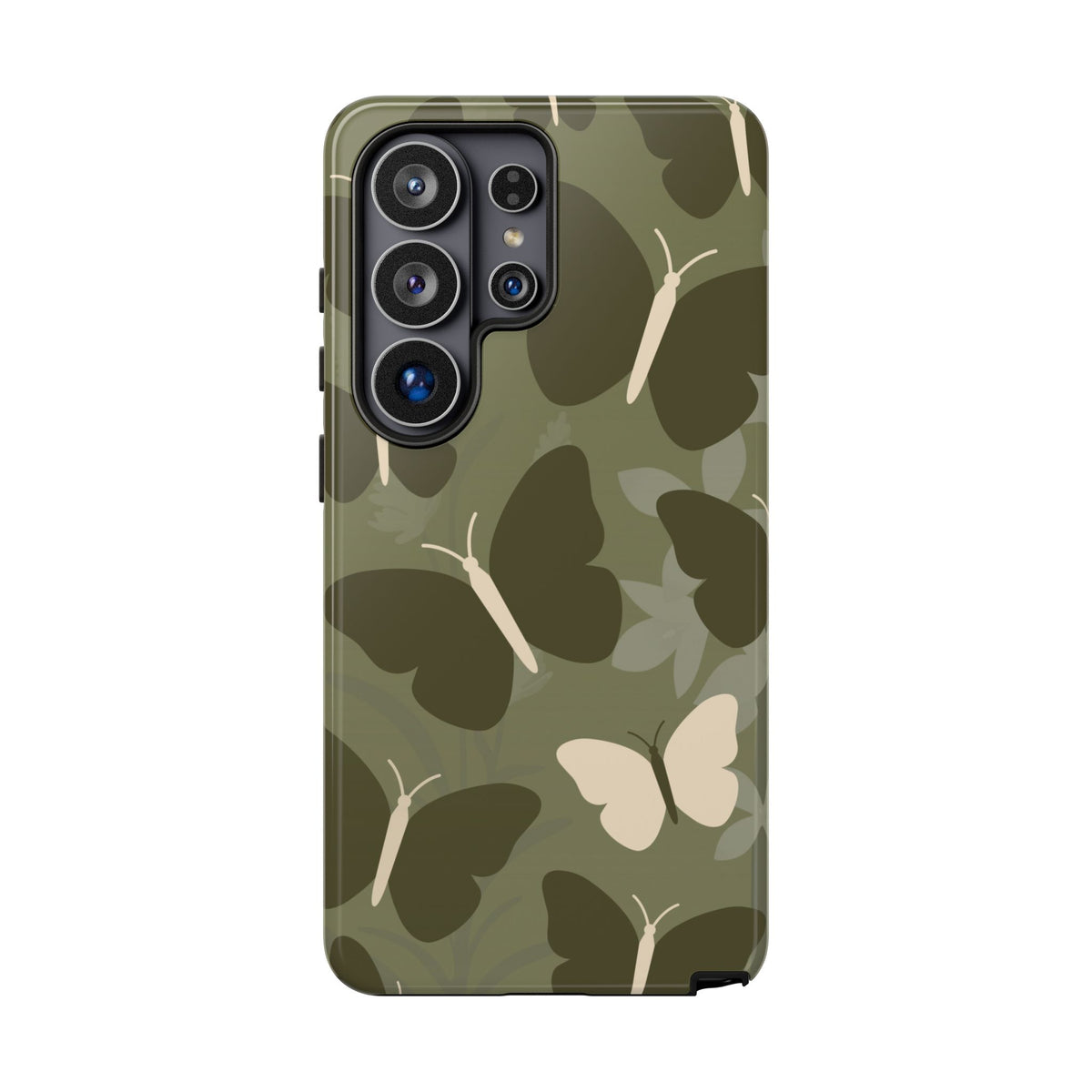 Minimalist Olive Green Butterfly Pattern Phone Case - Green Phone Case - Samsung Galaxy S26 Ultra / Glossy