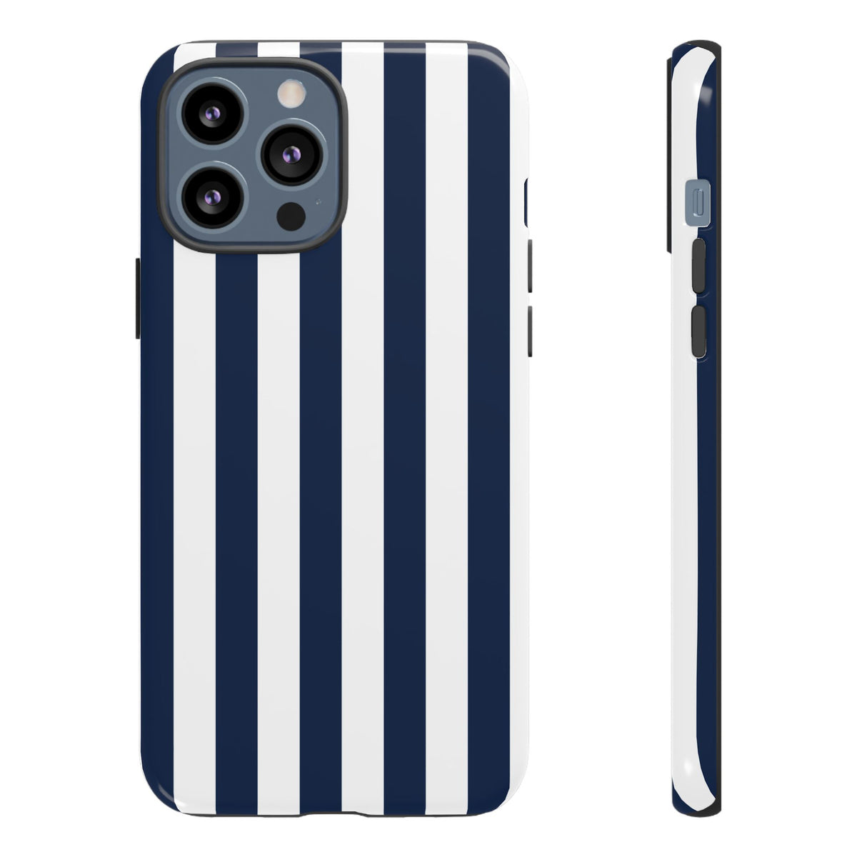 Simple Dark Blue & White Stripe Pattern Phone Case - White Phone Case - iPhone 13 Pro Max / Glossy