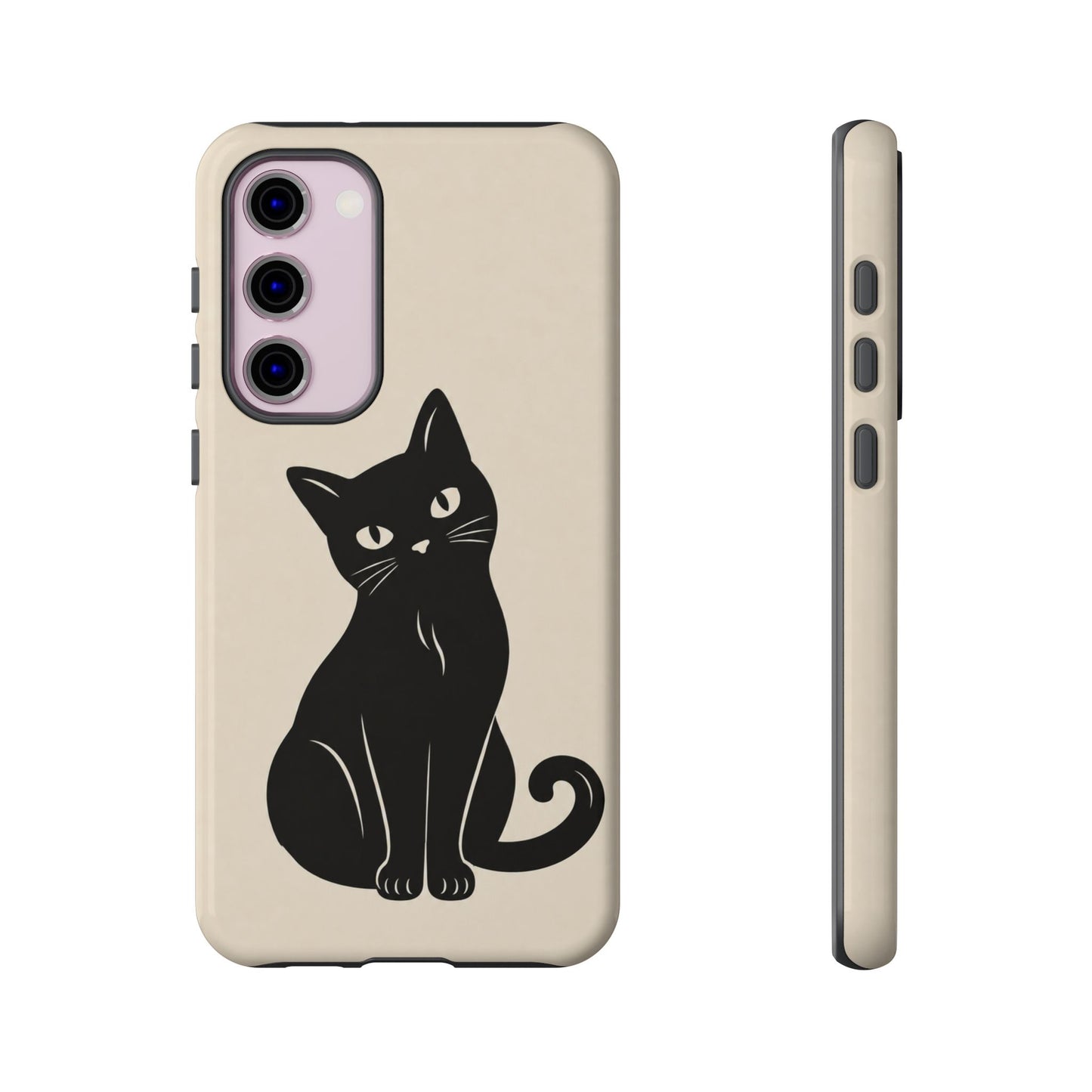 Minimalist Cream & Black Cat Phone Case