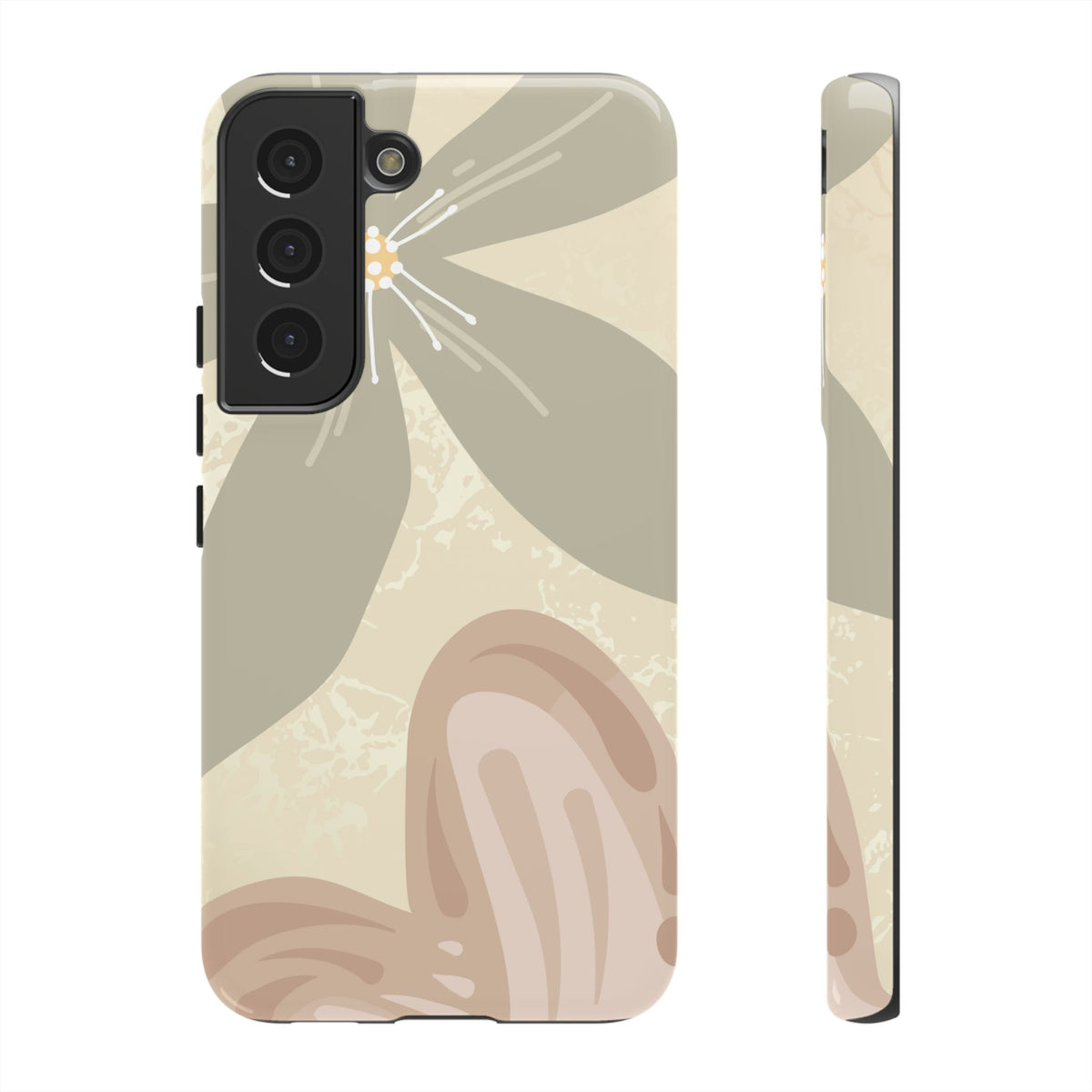 Hibiscus Heart Pattern Phone Case - Beige Phone Case - Samsung Galaxy S22 / Glossy