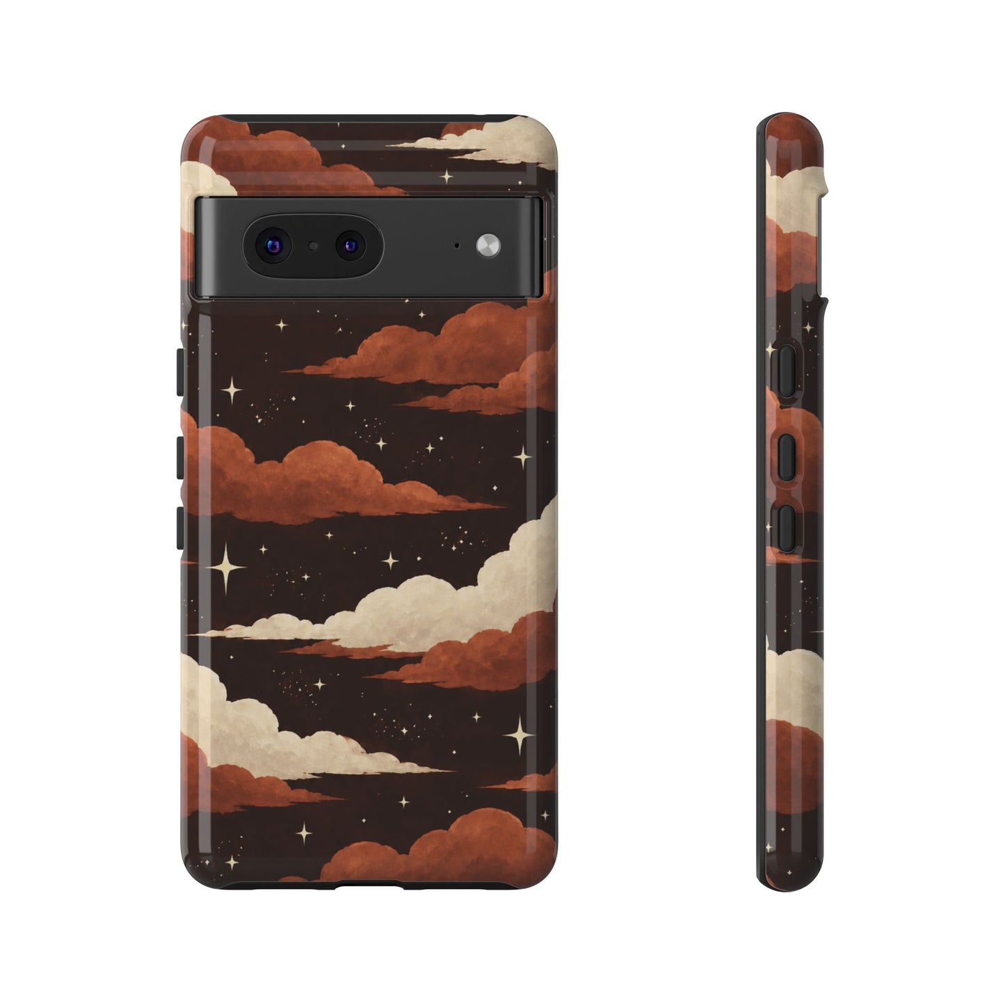 Illustrated Burnt Orange Clouds & Stars Phone Case