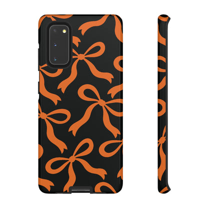 Bold Black and Burnt Orange Bow Pattern Phone Case - Black Phone Case - Samsung Galaxy S20 / Glossy