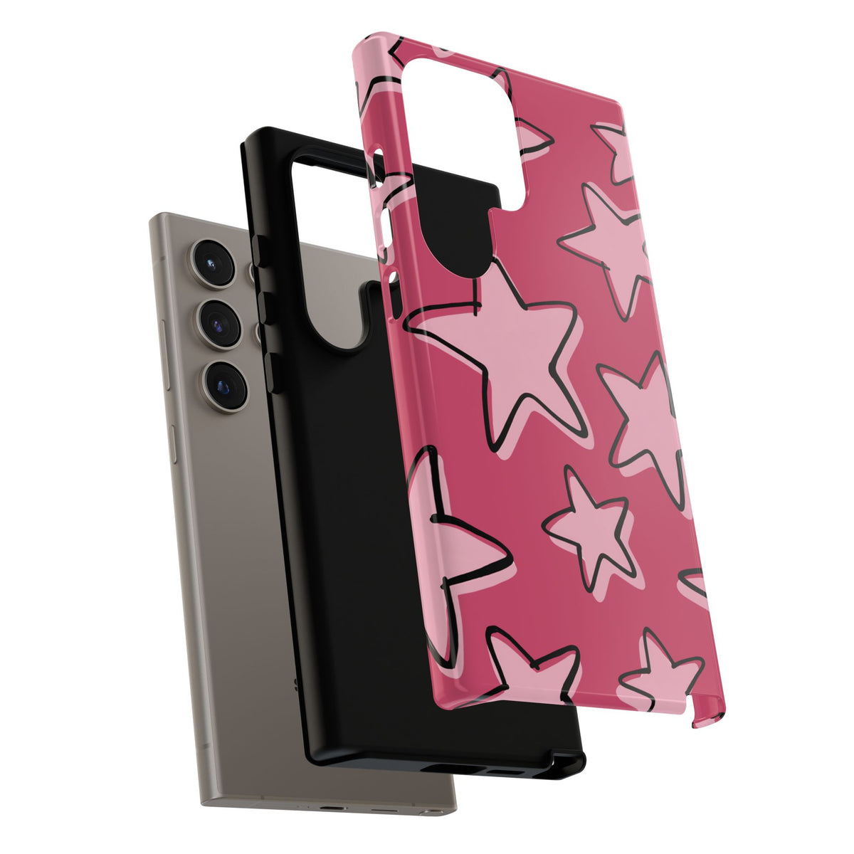 Raspberry Pink Doodle Star Phone Case