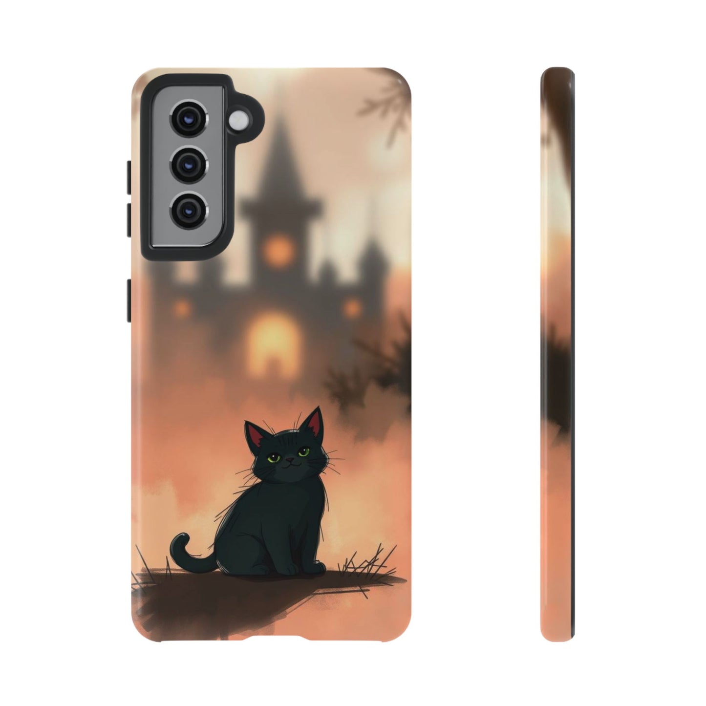 Samsung Galaxy S21 / Glossy Phone Case - Cute Gothic Cat Design Phone Case