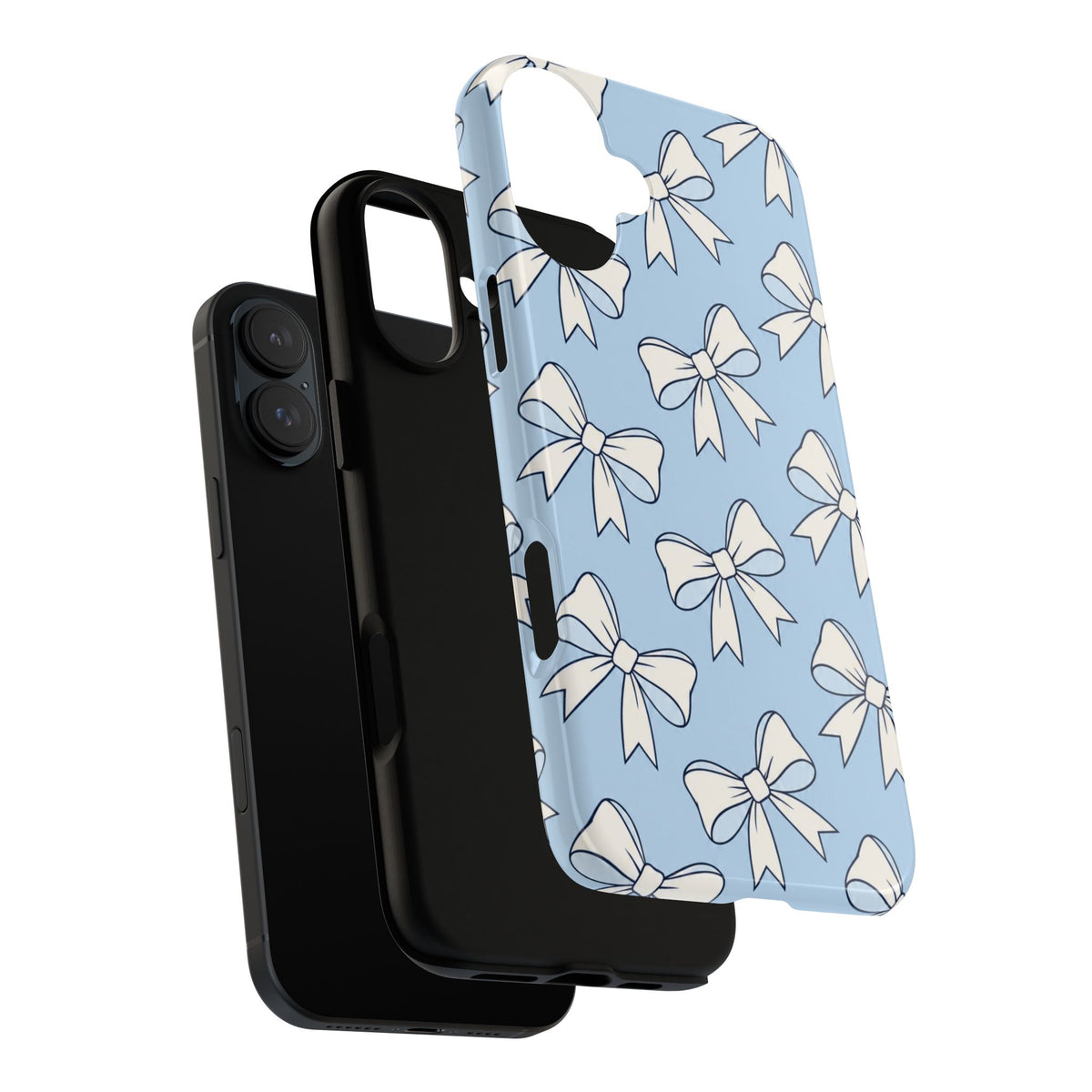 Chic Powder Blue Bow Pattern Phone Case