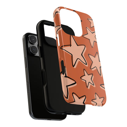 Burnt Orange Doodle Star Phone Case