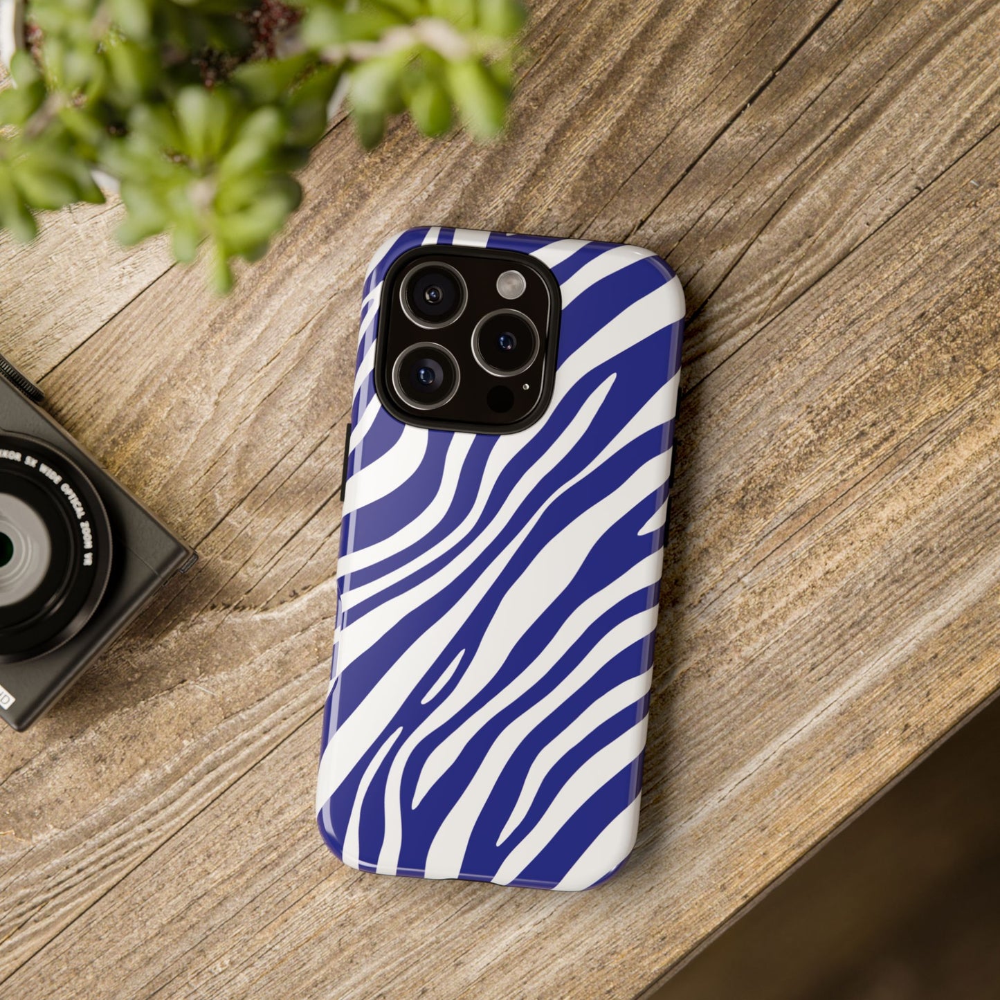 Modern Electric Blue Zebra Print Phone Case