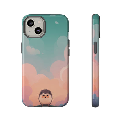 iPhone 14 / Glossy Phone Case - Cute Hedgehog & Cloud Design Phone Case