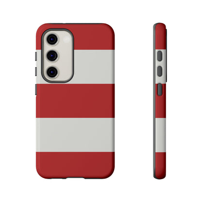 Samsung Galaxy S23 / Glossy Phone Case - Red & White Horizontal Stripe Pattern Phone Case