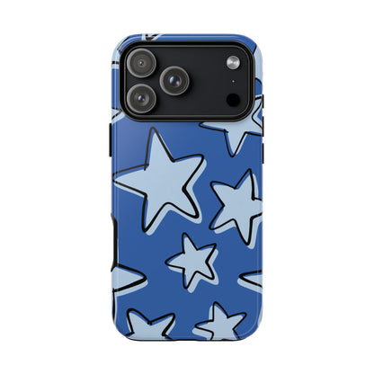 Cobalt Blue Doodle Star Phone Case