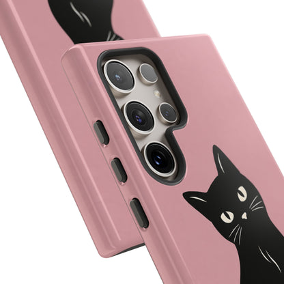 Minimalist Blush Pink & Black Cat Phone Case