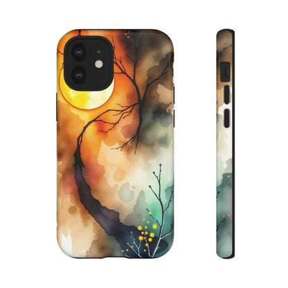 iPhone 12 Mini / Glossy Phone Case - Abstract Watercolour Gothic Scene Phone Case