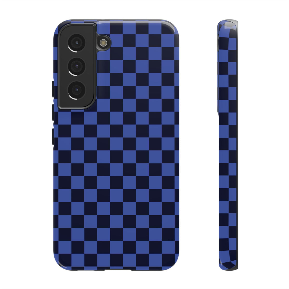 Bold Blue Small Checked Pattern Phone Case - Blue Phone Case - Samsung Galaxy S22 / Glossy