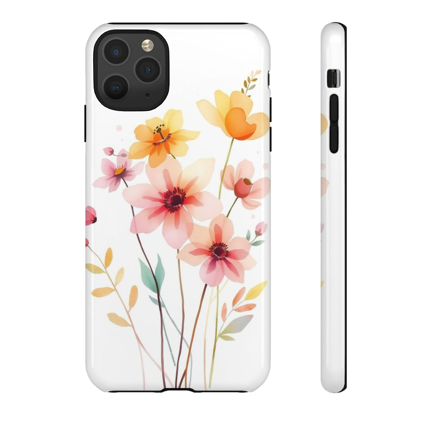 iPhone 11 Pro Max / Glossy Phone Case - Boho Chic Watercolour Blooms Design Phone Case