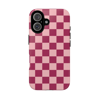 iPhone 16 / Glossy Phone Case - ’Pink Checkered Pattern’ Phone Case