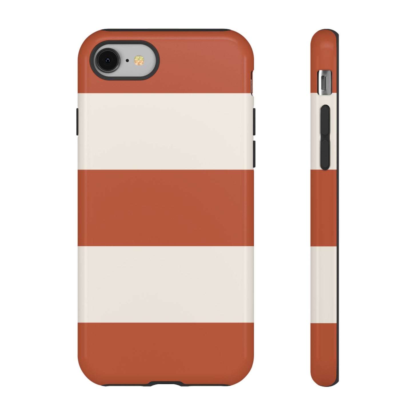 iPhone 8 / Glossy Phone Case - Terracotta Horizontal Stripe Pattern Phone Case