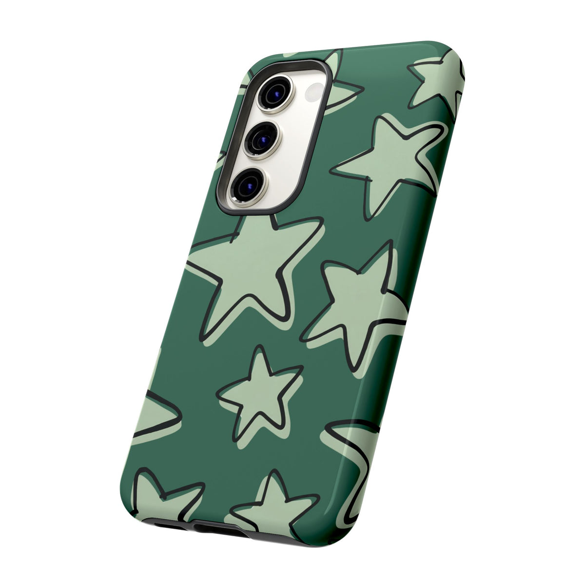 Forest Green Doodle Star Phone Case