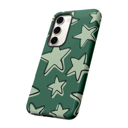 Forest Green Doodle Star Phone Case