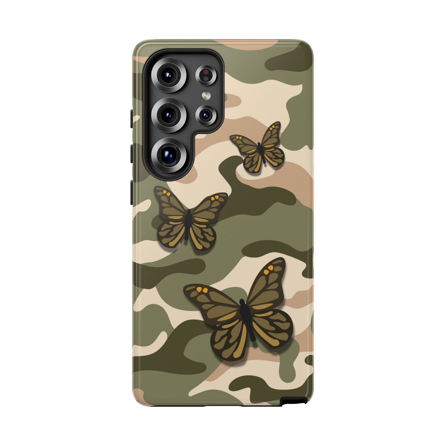Samsung Galaxy S25 Ultra / Glossy Phone Case - Green Butterfly Camo Phone Case