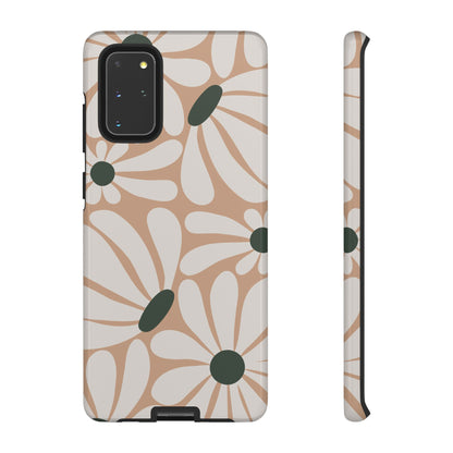 Samsung Galaxy S20+ / Glossy Phone Case - ’Retro Beige & White Daisy Pattern’ Phone Case