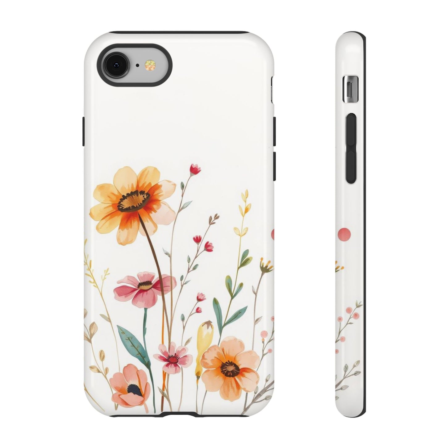 iPhone 8 / Glossy Phone Case - Boho Chic Watercolour Wild Blooms Pattern Phone Case
