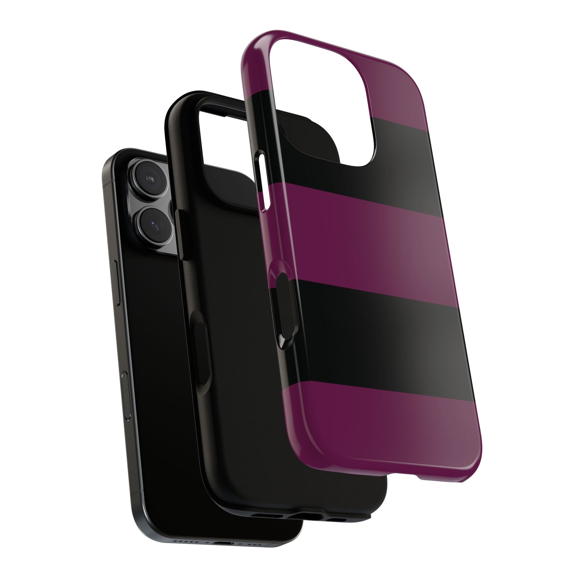 Phone Case - Purple & Black Horizontal Stripe Pattern Phone Case