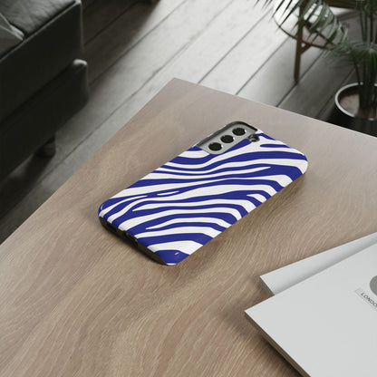 Modern Electric Blue Zebra Print Phone Case