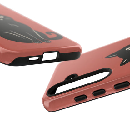 Minimalist Coral Red & Black Cat Phone Case