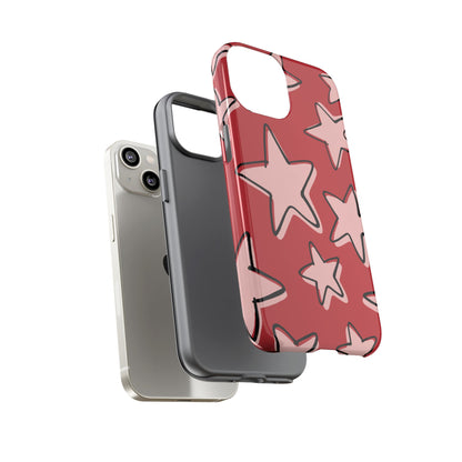 Cherry Red Doodle Star Phone Case
