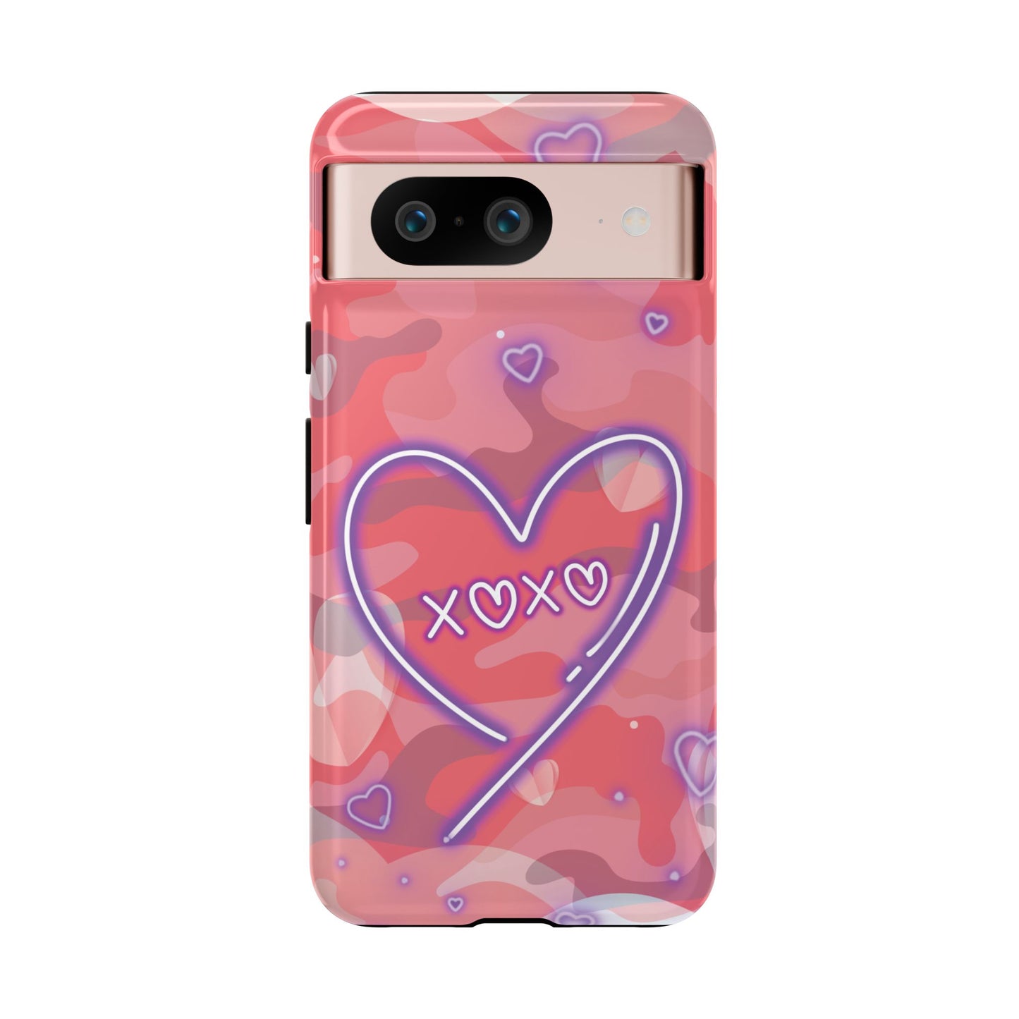 Love Heart Neon Camo Phone Case - Pink Phone Case - Google Pixel 8 / Glossy