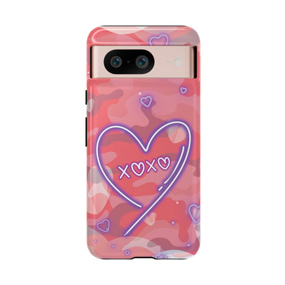 Love Heart Neon Camo Phone Case - Pink Phone Case - Google Pixel 8 / Glossy