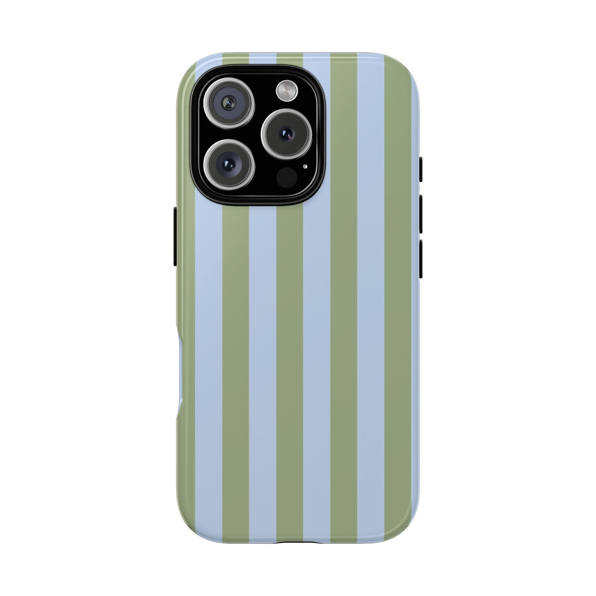 Trendy Ice Blue & Green Stripe Pattern Phone Case - Blue Phone Case - iPhone 16 Pro / Glossy