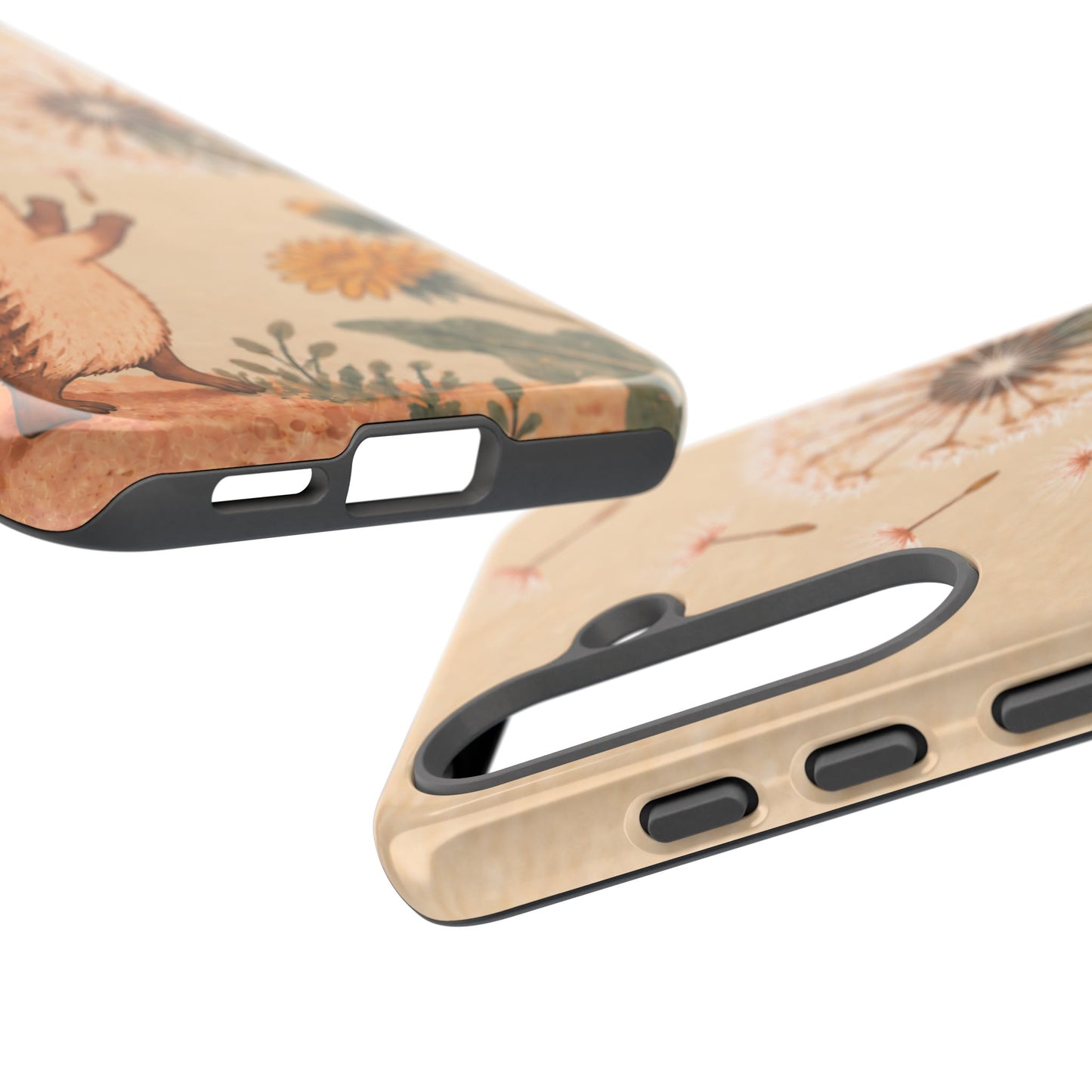 Whimsical Cream Hedgehog and Dandelion Phone Case - White Phone Case