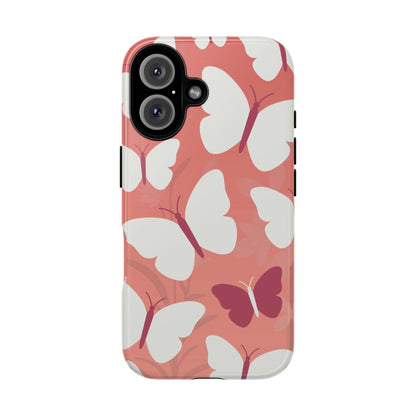 iPhone 16 / Glossy Phone Case - Minimalist Pink Butterfly Pattern Phone Case