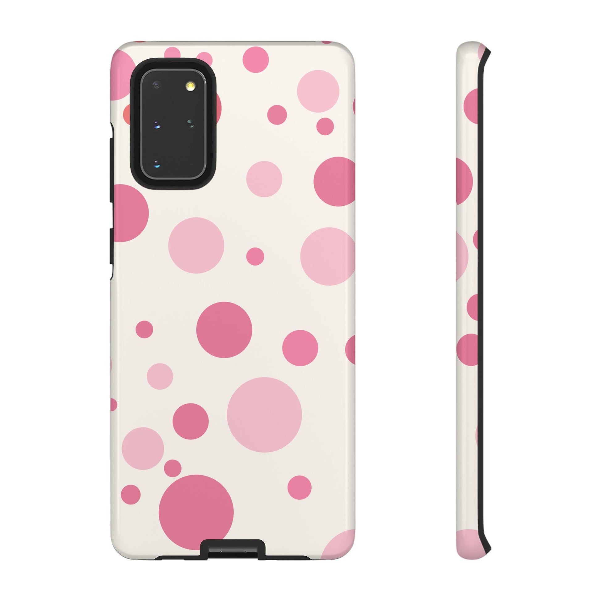 Samsung Galaxy S20+ / Glossy Phone Case - ’Bold White with Pink Dot Pattern’ Phone Case