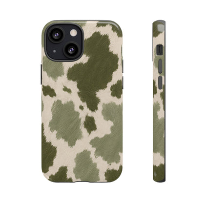 Stylish Olive Green Cow Print Phone Case