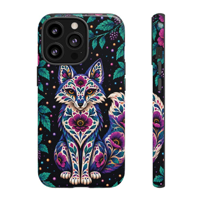 Vibrant Purple and Teal Calavera Fox Phone Case - Multicolor Phone Case - iPhone 13 Pro / Glossy