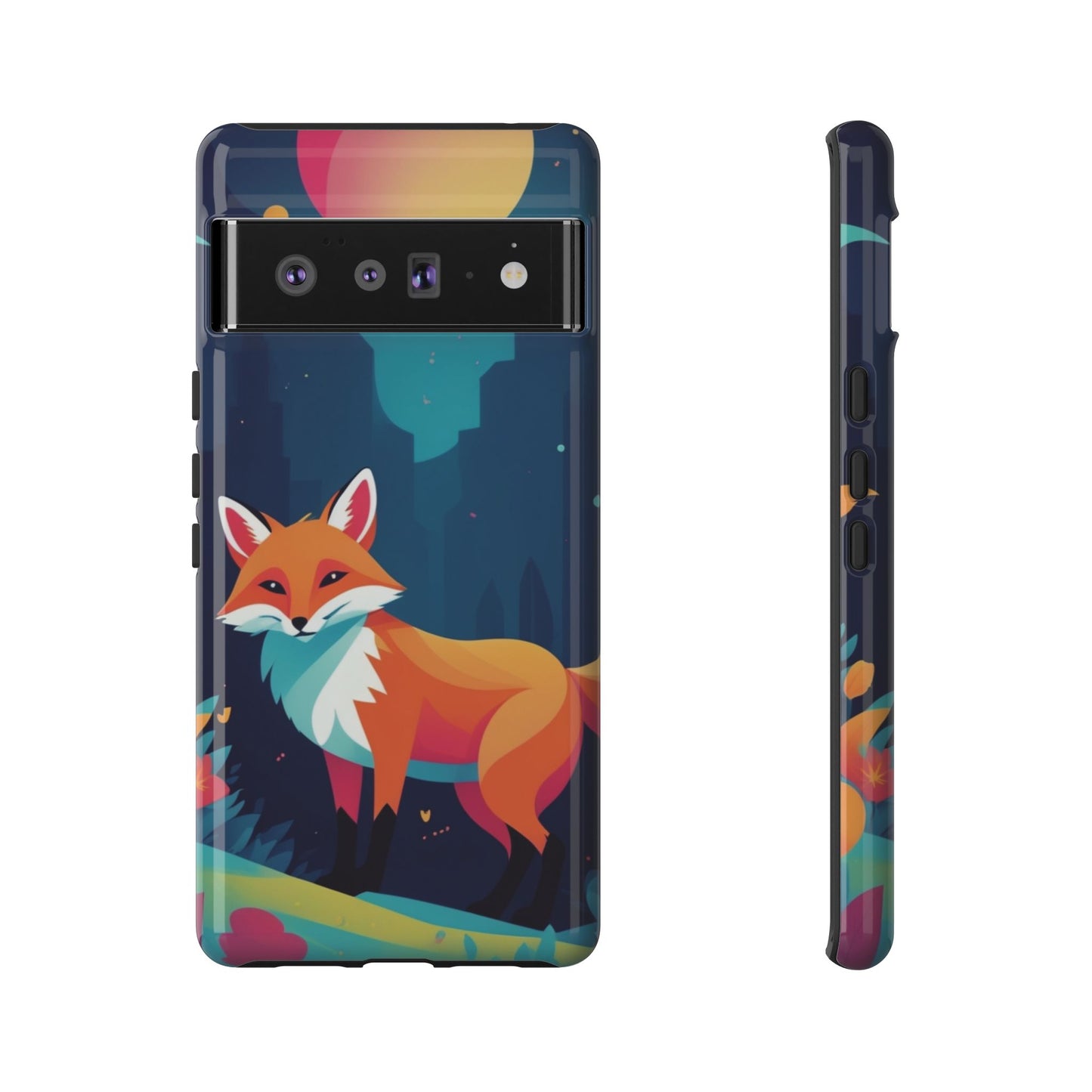 Google Pixel 6 Pro / Glossy Phone Case - Stylised Fox Design Phone Case