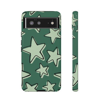 Forest Green Doodle Star Phone Case
