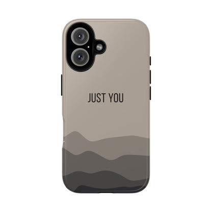 iPhone 16 / Glossy Phone Case - Minimalist Beige Waves ’Just You’ Statement Phone Case
