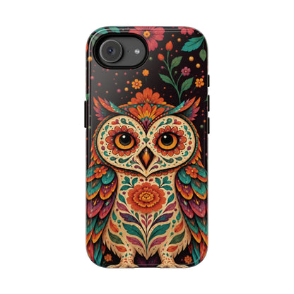 Vibrant Terracotta and Teal Calavera Owl Phone Case - Multicolor Phone Case - iPhone 17e / Glossy